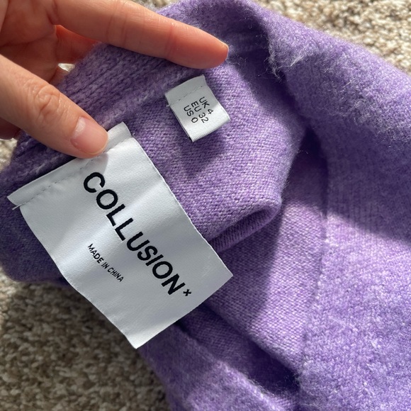 Collusion ASOS purple vneck cardigan sweater button down preowned US 0 - Picture 6 of 8